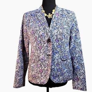 albots Women’s Floral Print Cotton Blazer Jacket Size 4P Petite